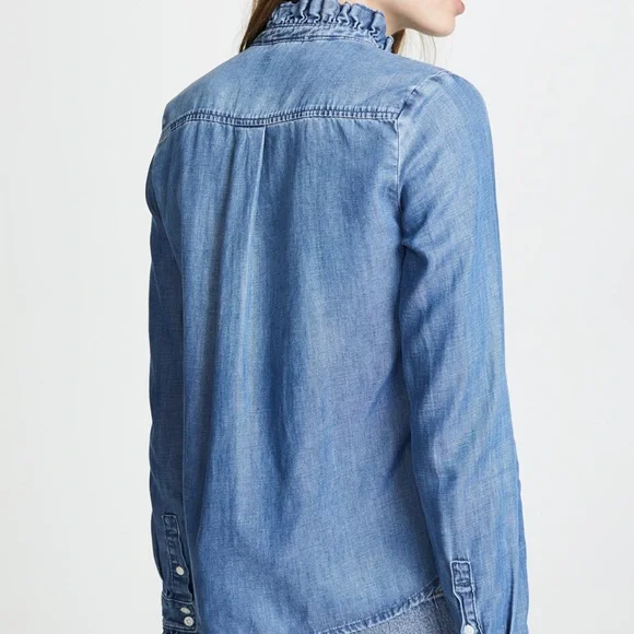 NWOT Frame “Springfield” ruffle denim shirt - Picture 12 of 12